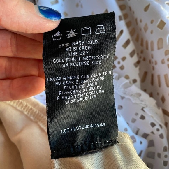 R&M Richards Woman’s Dress Nude with White Overlay - Picture 6 of 7